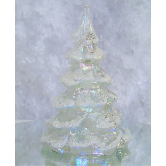 Fenton Large CHRISTMAS TREE 6.5" Snow Frosted Iridescent White Gold Partridge! - Picture 7 of 9